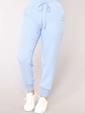 Fashion Nova Light Blue Drawstring Joggers